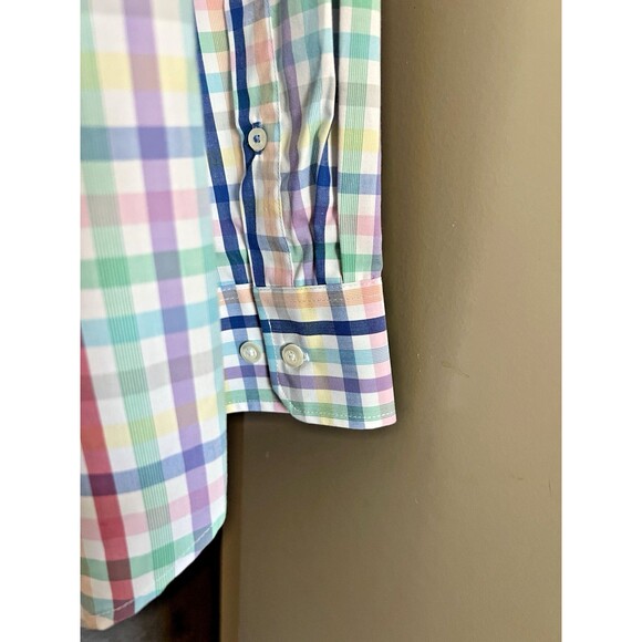 IZOD Men’s L Rainbow Plaid Shirt Button-Up Long Sleeve Multicolor NWT - Picture 6 of 12